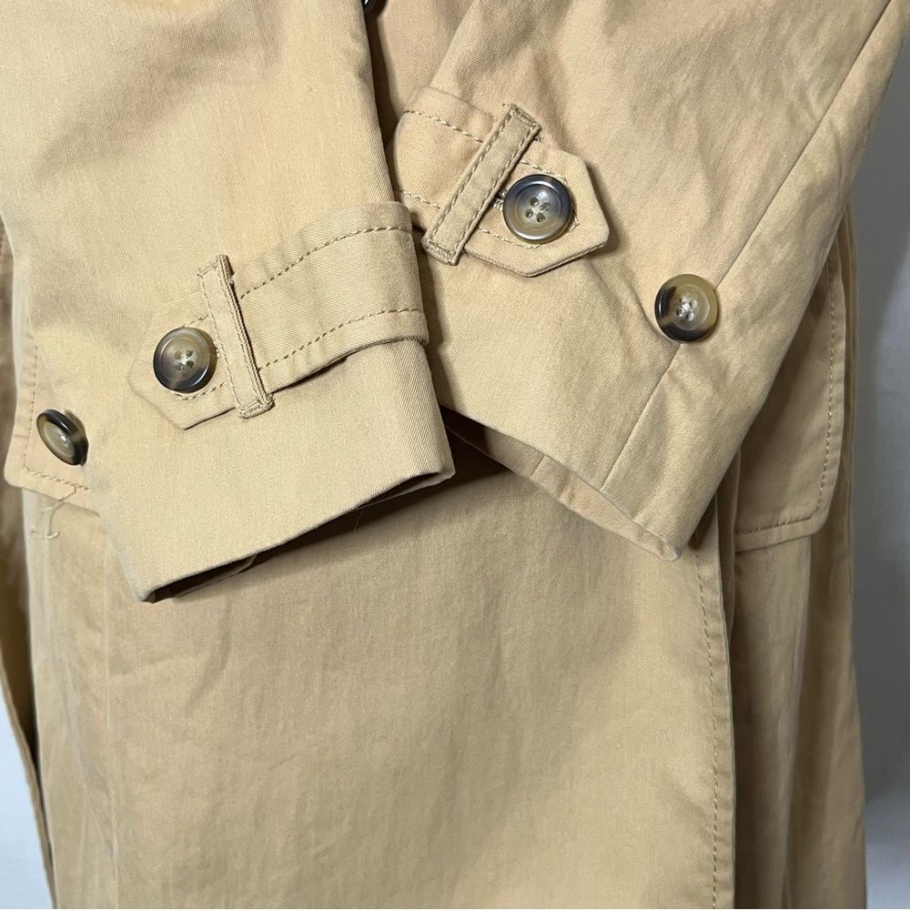 J.Crew Icon Trench Coat Size 0P Khaki Tan Double Breasted Classic Petite - Picture 8 of 10